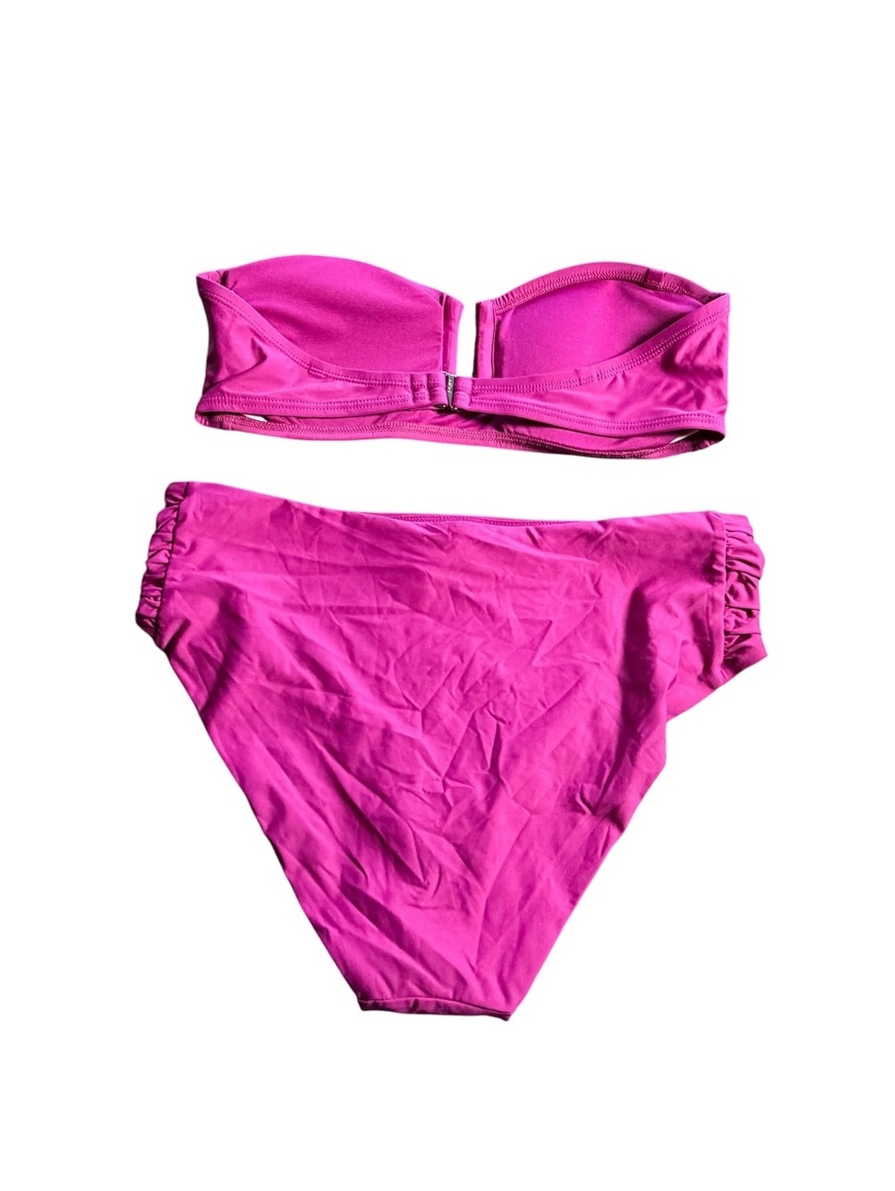DKNY fuchsia strapless bandeau bikini high waist swimsuit set $70 New - Picture 2 of 7